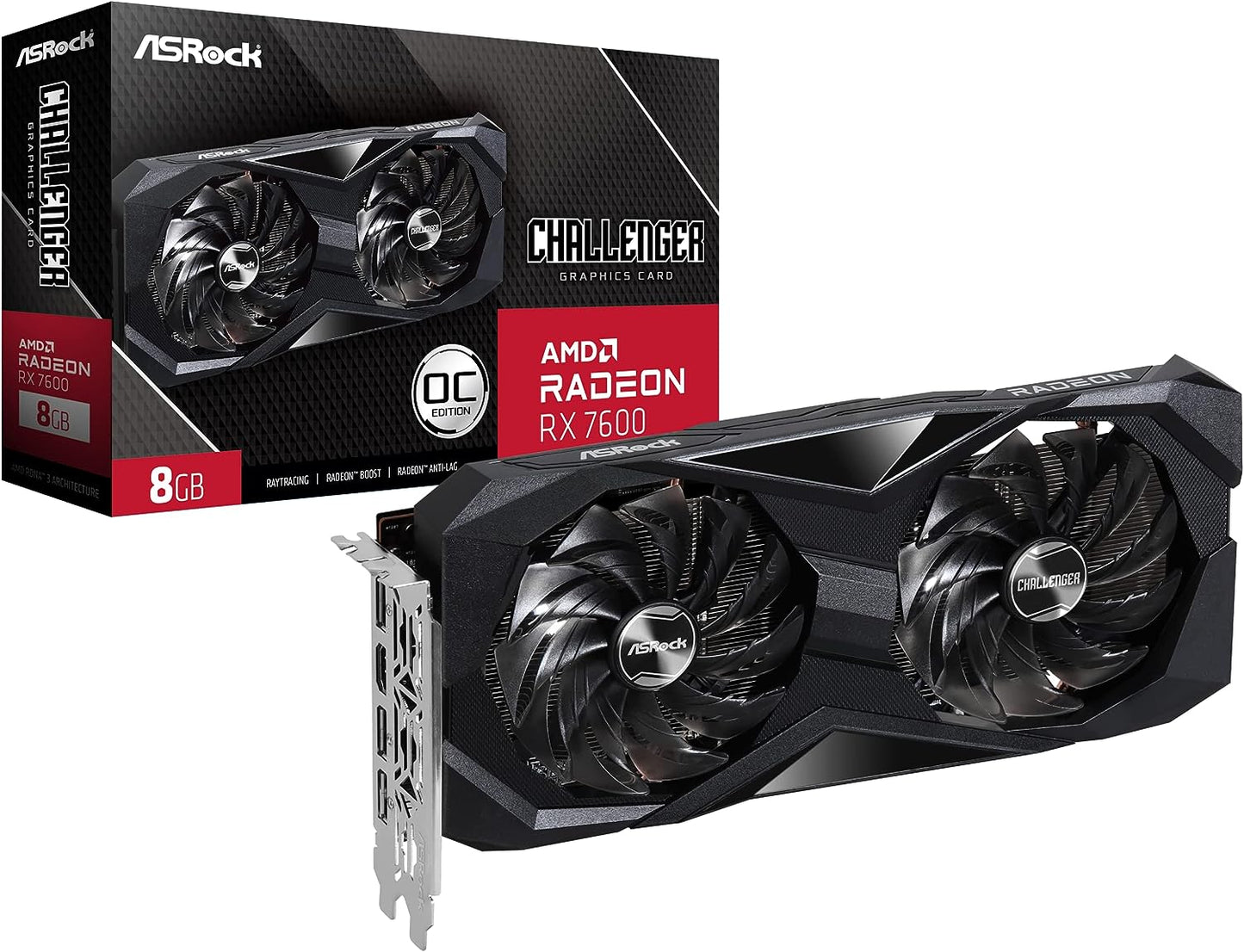 Asrock RX7600 Challenger 8GB OC, PCIe4, 8GB DDR6, HDMI, 3 DP, Overclocked