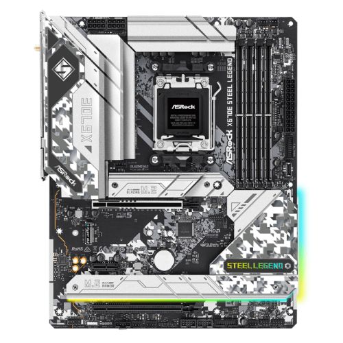 Asrock X670E STEEL LEGEND, AMD X670, AM5, ATX, 4 DDR5, HDMI, DP, Wi-Fi 6E, GB & 2.5G LAN, PCIe5, RGB, 4x M.2