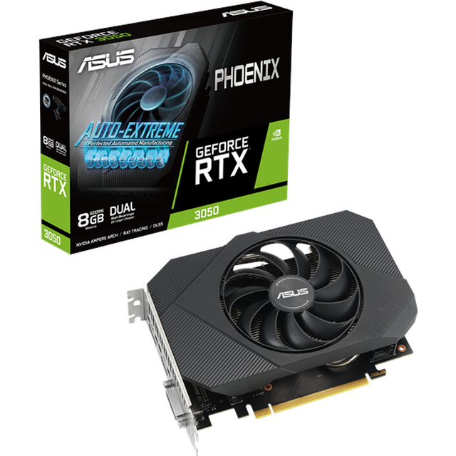 Asus Phoenix RTX3050 V2, PCIe4, 8GB DDR6, DVI-D, HDMI, DP, 1807MHz Clock, Compact Design