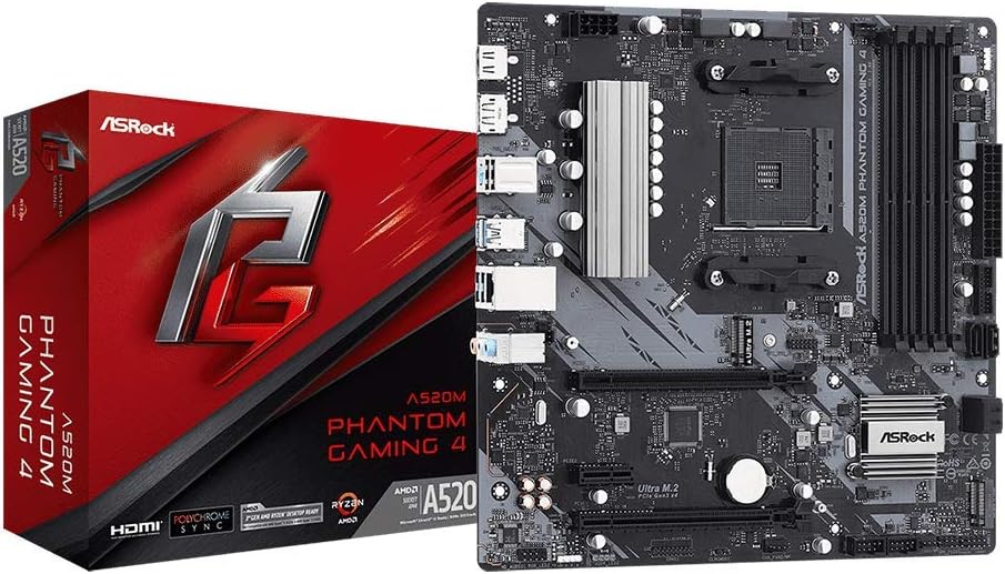 Asrock A520M PHANTOM GAMING 4, AMD A520, AM4, Micro ATX, 4 DDR4