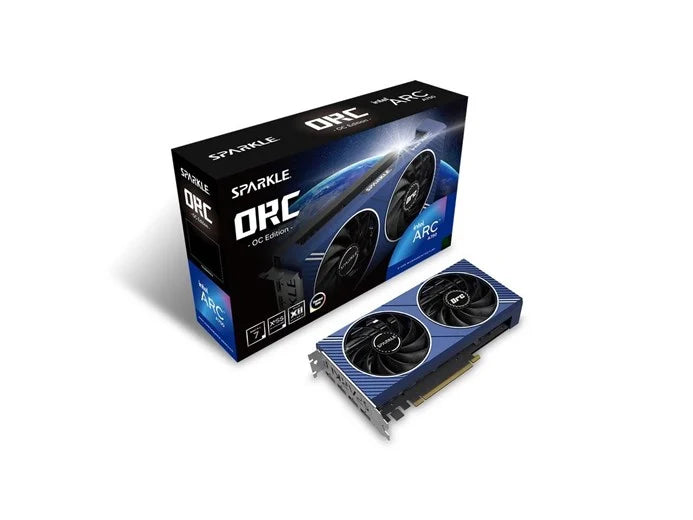 Sparkle Intel ARC A750 ORC OC, 8GB DDR6, PCIe4, HDMI, 3 DP, 2200MHz Clock, 0dB Cooling, LED Temperature Display, Overclocked