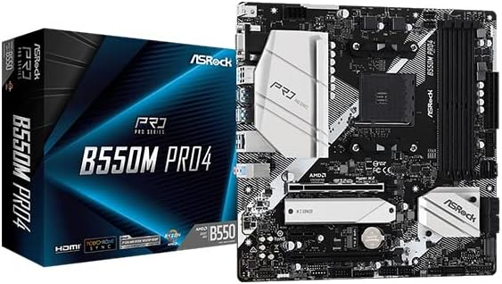 Asrock B550M PRO4, AMD B550, AM4, Micro ATX, 4 DDR4, VGA, HDMI, DP, XFire, PCIe4, M.2