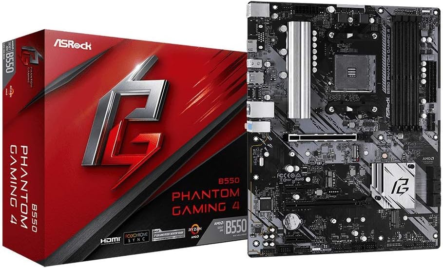 Asrock B550 PHANTOM GAMING 4, AMD B550, AM4, ATX, 4 DDR4, HDMI, XFire, PCIe4, M.2