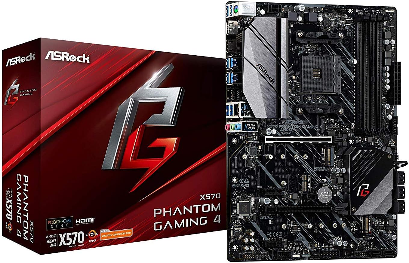 Asrock X570 PHANTOM GAMING 4, AMD X570, AM4, ATX, 4 DDR4, HDMI, DP, XFire, PCIe4, RGB Lighting, M.2