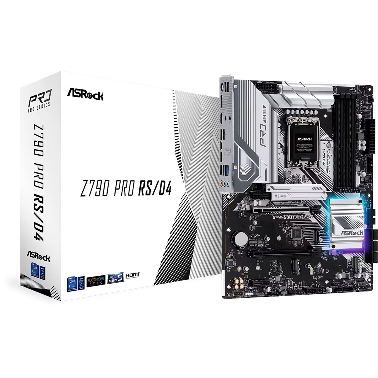 Asrock Z790 PRO RS/D4, Intel Z790, 1700, ATX, 4 DDR4, HDMI, DP, eDP, 2.5G LAN, PCIe5, RGB, 4x M.2